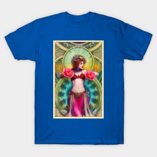 Exotic Floral Art Deco style Belly Dancer Girl T-Shirt